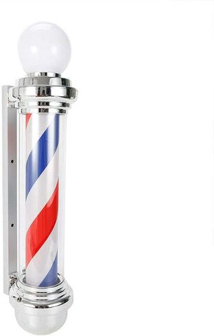 TSVMUO Classic Barber Shop 35 بوصة دوارة LED خطوط ضوء عمود صالون الشعر علامة مفتوحة أحمر أبيض أزرق ضوء دوار للتركيب على الحائط، IP54 مقاوم للماء لتوفير الطاقة in Kuwait