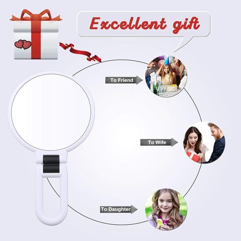 مراة مكياج مكبرة 15 مرة بوجهين قابلة للدوران 360 درجة عصرية للسفر او الحمام (ابيض) in Kuwait