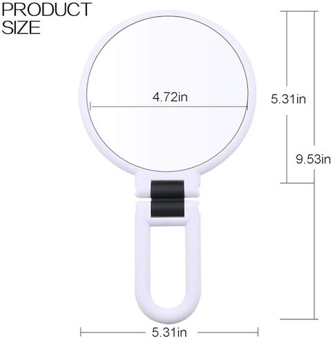 مراة مكياج مكبرة 15 مرة بوجهين قابلة للدوران 360 درجة عصرية للسفر او الحمام (ابيض) in Kuwait