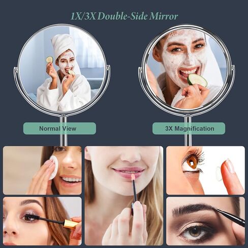 مرآة طاولة مكبرة للتجميل بزاوية تكبير 3 اضعاف مزدوجة الجوانب لوضع المكياج in Kuwait