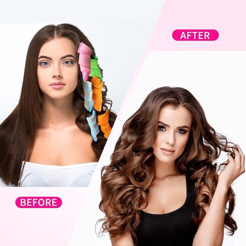 30 Pcs Hair Curlers Spiral Curls Heatless Hair Curlers No Heat Spiral Curlers Styling Kit with 2 Sets of Styling Hooks for Most Kinds of Hairstyles(Assorted Color,17.7in) in Saudi Arabia