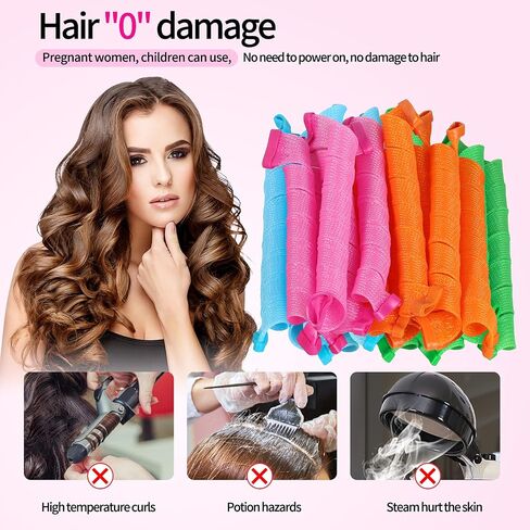 30 Pcs Hair Curlers Spiral Curls Heatless Hair Curlers No Heat Spiral Curlers Styling Kit with 2 Sets of Styling Hooks for Most Kinds of Hairstyles(Assorted Color,17.7in) in Saudi Arabia