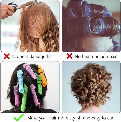 30 Pcs Hair Curlers Spiral Curls Heatless Hair Curlers No Heat Spiral Curlers Styling Kit with 2 Sets of Styling Hooks for Most Kinds of Hairstyles(Assorted Color,17.7in) in Saudi Arabia