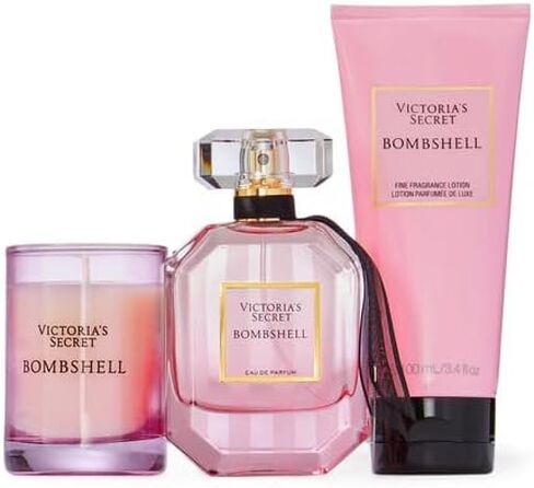 مجموعة هدايا فيكتوريا سيكريت بومبشيل المكونة من 3 قطع من العطور الفاخرة: 1.7 أونصة. ماء عطر، لوشن للسفر، وشمعة in Saudi Arabia