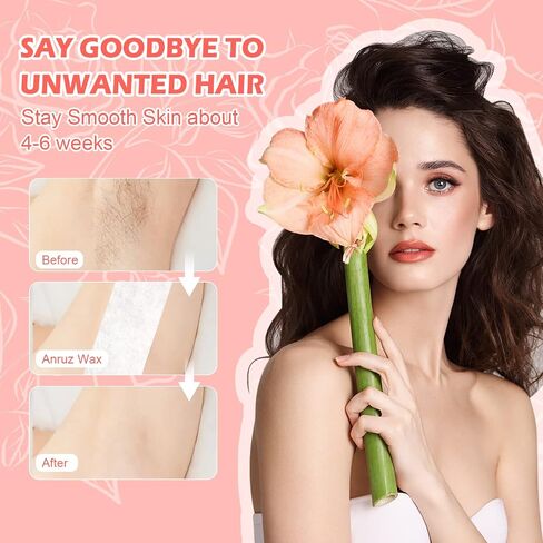 Roll On Waxing Kit, Depilatory Roll On Wax Warmer for Hair Removal with 2 Rose Cartridges Refill 10 Wax-removing Wipes and 100pcs Wax Strips, At Home Waxing Kit for Women and Men in Kuwait