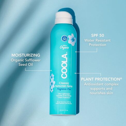 بخاخ واقي من الشمس عضوي بعامل حماية من الشمس SPF 50 من كولا، تم اختباره من قبل أطباء الجلدية للعناية بالبشرة للحماية اليومية، نباتي وخالي من الغلوتين، وخالي من العطور in Kuwait