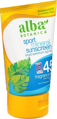 Alba Botanica Sport Sunscreen Lotion Mineral SPF 45, 4 Ounce in Saudi Arabia