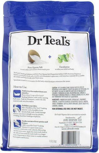 محلول نقع من شركة دكتور تيلز، ملح إبسوم الاسترخاء، نعناع الأوكالبتوس 1.37 لتر (عبوة من 4 قطع) in Kuwait