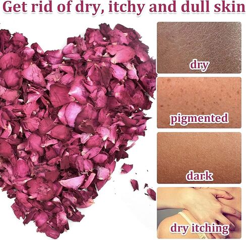 الورد الطبيعي المجفف، 150 جرام بتلات الزهور الحقيقية الجافة بتلات الورد الأحمر للقدم وحمام الجسم والمنتجعات الصحية وحفلات الزفاف ورائحة المنزل وإكسسوارات الحرف اليدوية in Kuwait