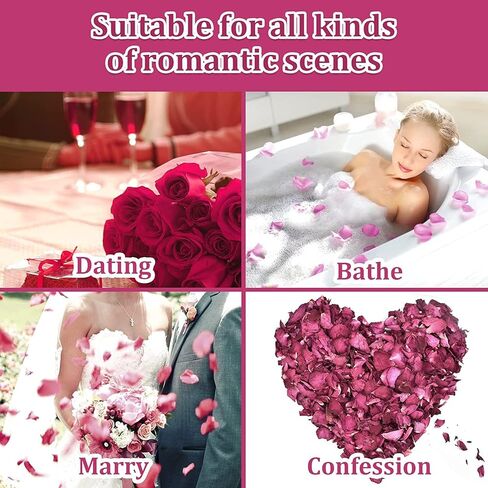 الورد الطبيعي المجفف، 150 جرام بتلات الزهور الحقيقية الجافة بتلات الورد الأحمر للقدم وحمام الجسم والمنتجعات الصحية وحفلات الزفاف ورائحة المنزل وإكسسوارات الحرف اليدوية in Kuwait