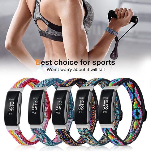 أربطة مرنة BNBIDEN متوافقة مع Fitbit Inspire 2 / Inspire HR/Inspire، أساور معصم ناعمة قابلة للتعديل من النايلون القابل للتمدد وحزام بديل لـ Fitbit Inspire النساء والرجال in Kuwait