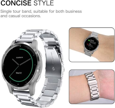 ViCRiOR Watch Bands Compatible with 18mm Garmin Venu 3S/Venu 4 41mm/ Vivoactive 4S /Venu 2s / Vivomove 3S, Solid Stainless Steel Watchband+ Mesh Strap Bracelet for Garmin Forerunner 255s/265S in Kuwait