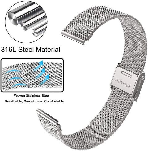 ViCRiOR Watch Bands Compatible with 18mm Garmin Venu 3S/Venu 4 41mm/ Vivoactive 4S /Venu 2s / Vivomove 3S, Solid Stainless Steel Watchband+ Mesh Strap Bracelet for Garmin Forerunner 255s/265S in Kuwait