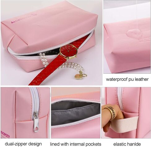 HAODOPSTY Large Toiletry Bag for Women Bundle with Small Makeup Bag,Clear Travel Bag for Toiletries, Pink, Pack of 2 in Saudi Arabia
