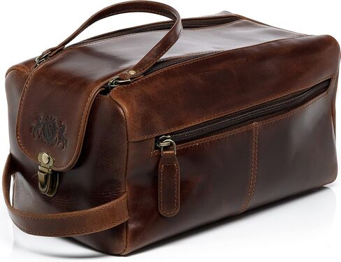 حقيبة أدوات الزينة SID & Vain BRISTOL XL I حقيبة غسيل جلدية فاخرة للرجال والنساء I Travel بين عشية وضحاها حقيبة حلاقة الصالة الرياضية باللون البني in Kuwait