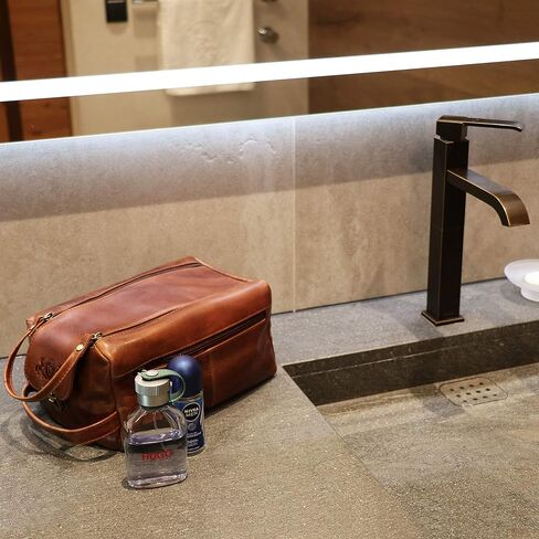 حقيبة أدوات الزينة SID & Vain BRISTOL XL I حقيبة غسيل جلدية فاخرة للرجال والنساء I Travel بين عشية وضحاها حقيبة حلاقة الصالة الرياضية باللون البني in Kuwait