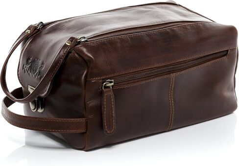 حقيبة أدوات الزينة SID & Vain BRISTOL XL I حقيبة غسيل جلدية فاخرة للرجال والنساء I Travel بين عشية وضحاها حقيبة حلاقة الصالة الرياضية باللون البني in Kuwait