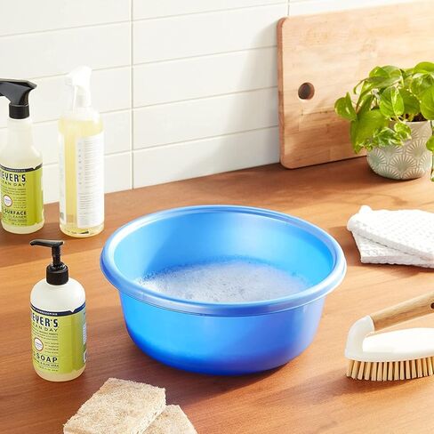 حوض أطباق مستدير من YBM Home لغسل الأطباق، تصميم حوض أطباق بلاستيكي محمول للتخييم ومتعدد الأغراض لتنظيف الوجه، أزرق فاتح in Kuwait
