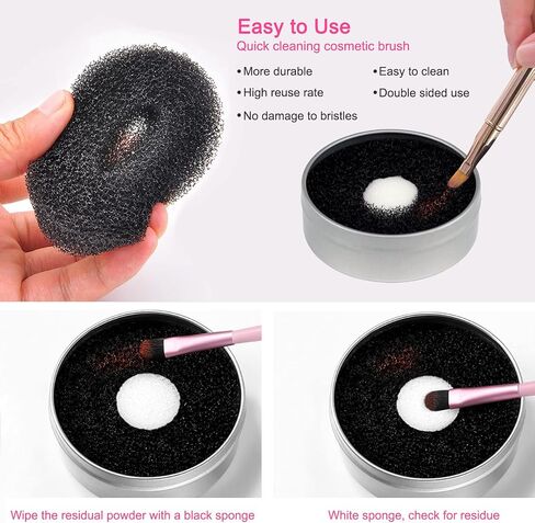 Brendacosmetic 2 Pack Color Removal Cleaner Sponge - Double Dry Makeup Brush Switch to Next Quickly Shadow Clean Without Water or Soap in Saudi Arabia