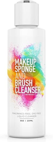 Impresa 8oz Cosmetic Cleanser & Conditioner compatible many foam Makeup Sponges and Brushes - Fragrance-Free, Dye-Free - Made in the USA in Saudi Arabia