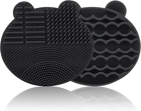 Silicon Makeup Brush Cleaner Mat with Brush Drying manual Make up brush cleaner cleanser machine Cosmetic Brush Cleaner Pad+Makeup Brush Dry Cleaned Quick Color Removal Sponge Scrubber Tool (Green) in Kuwait