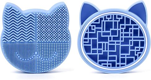 Silicon Makeup Brush Cleaner Mat with Brush Drying manual Make up brush cleaner cleanser machine Cosmetic Brush Cleaner Pad+Makeup Brush Dry Cleaned Quick Color Removal Sponge Scrubber Tool (Green) in Kuwait