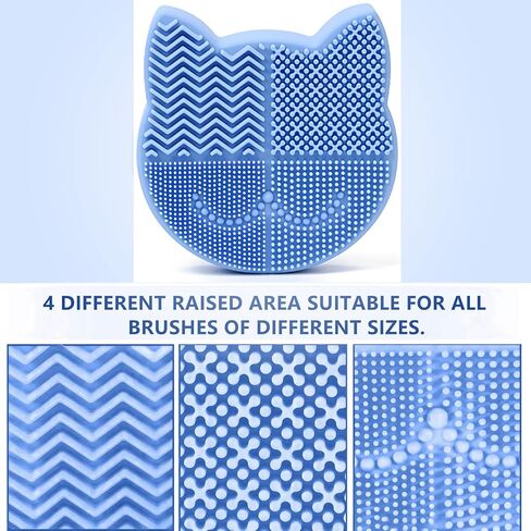 Silicon Makeup Brush Cleaner Mat with Brush Drying manual Make up brush cleaner cleanser machine Cosmetic Brush Cleaner Pad+Makeup Brush Dry Cleaned Quick Color Removal Sponge Scrubber Tool (Green) in Kuwait