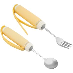 Adaptive Utensils for Arthritis, Easy Grip Fork and Spoon Set with Adjustable Silicone Strap Removable 360 Degree Rotation Silverware for Hand Tremors, Parkinson’s Elderly, Handicapped in Saudi Arabia