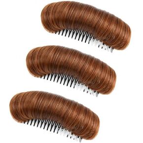 Ericotry 3 Pieces Hair Bun Invisible False Hair Clip Bump It Up Volume Hair Base Fluffy Princess Styling Increased Hair Pad Styling Insert Tool Increased Hair Pad Hair Accessories (Light Brown)