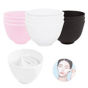 9Pcs Diy Face Mask Mixing Bowl, Microwavable Silicone Facial Mud Bowl Cosmetic Beauty Tool for Home Salon(Black,White,Pink)