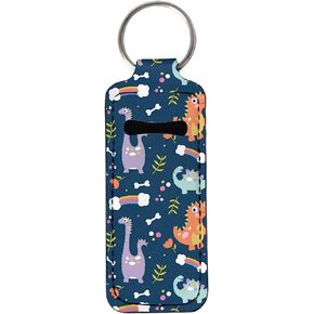 JEOCODY Animal Cow Chapstick Holder Keychain Single Clip-on Sleeve Chapstick Pouch Tight-Knit Elastic Lipstick Key Chain Holder for Purse Travel