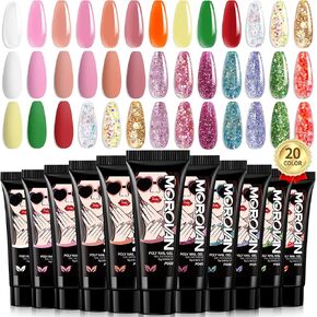 موروفان مجموعة طلاء اظافر جل بولي - مجموعة وصلات اظافر احترافية من 12 لون من جل البولي للاظافر، مجموعة جل بوليد مع ادوات طلاء الاظافر من البولي جل للمبتدئين in Kuwait