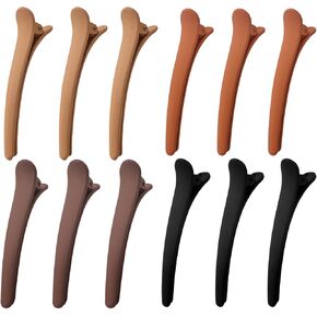 PAPARELA Hair Clips 12 PCS Hair Clips for Styling Non-slip Duck Billed Hair Clips for Thin Thick Hair Hair Clips for Makeup Professional Salon Big Hair Clips (4 Color 3.1 Inch) in Kuwait