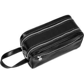 حقيبة مستحضرات التجميل الجلدية المقاومة للوقت أدوات الزينة الإيطالية الأنيقة Dopp Kit (بني) in Kuwait