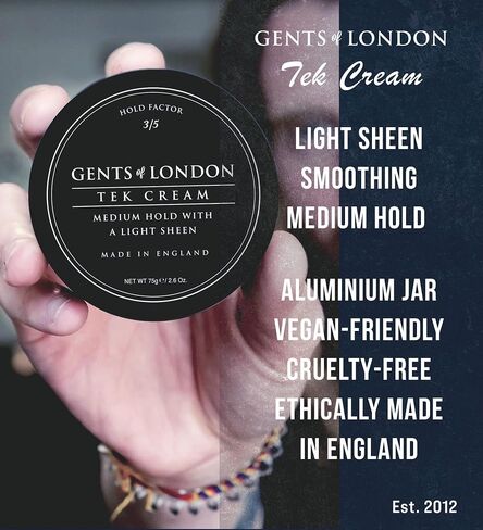 GENTS OF LONDON Tek Cream, Hairstyling Cream For Men - Medium Hold Light Sheen 2.6 Oz. Men's Hair Wax, Authentic Styling Wax, Clay, Paste, Putty and Mens Grooming Products | Hair Cream For Men in Saudi Arabia