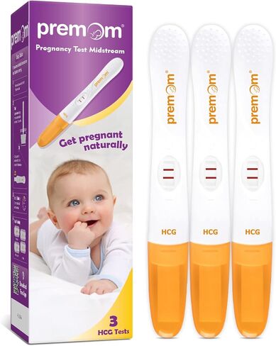 اختبار الحمل Premom منتصف الطريق: أعواد الكشف المبكر عن HCG - مجموعة من 3 أدوات اختبار الحمل in Kuwait
