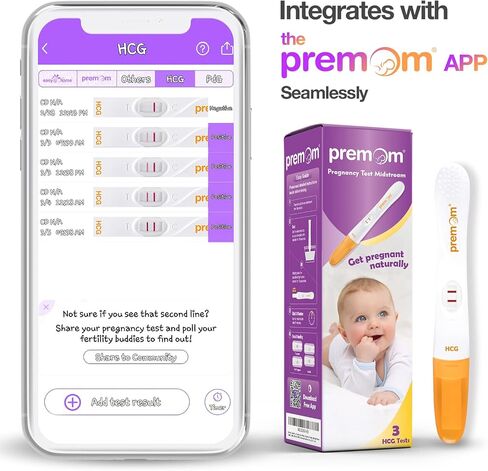 اختبار الحمل Premom منتصف الطريق: أعواد الكشف المبكر عن HCG - مجموعة من 3 أدوات اختبار الحمل in Kuwait