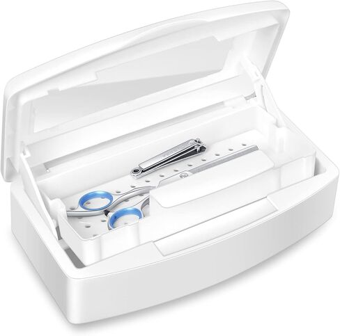 Plastic Sterilizing Tray-Barbicide Sterilization Tray,Clean Sterilizer Box Storage Organizer for Nail,Tweezers,Hair Salon,Spa & Cutter Manicure Equipment-Clear Lid (black) in Kuwait