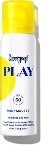 Supergoop! PLAY Body Mousse SPF 50 with Blue Sea Kale - 3 oz - Reef-Friendly, Broad Spectrum Whipped Sunscreen for Sensitive Skin - Fun to Apply - Great for Active Days in Kuwait