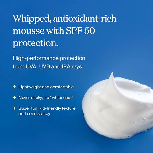 Supergoop! PLAY Body Mousse SPF 50 with Blue Sea Kale - 3 oz - Reef-Friendly, Broad Spectrum Whipped Sunscreen for Sensitive Skin - Fun to Apply - Great for Active Days in Kuwait