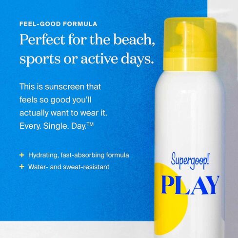 Supergoop! PLAY Body Mousse SPF 50 with Blue Sea Kale - 3 oz - Reef-Friendly, Broad Spectrum Whipped Sunscreen for Sensitive Skin - Fun to Apply - Great for Active Days in Kuwait