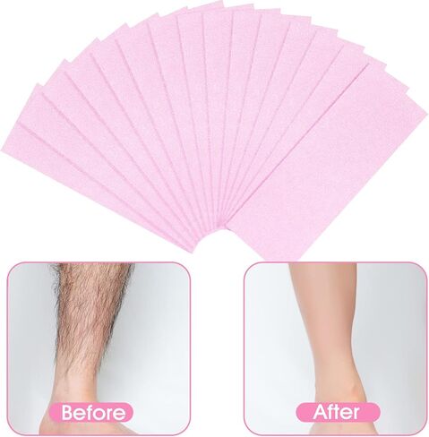 Molain 100 Pieces Pink Wax Strips Hair Removal Non Woven Waxing Strips Facial and Body Hair Removal Waxing Strips Epilating Wax Strip Paper in Kuwait