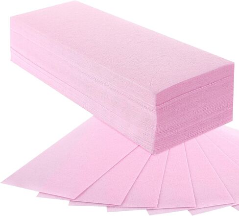 Molain 100 Pieces Pink Wax Strips Hair Removal Non Woven Waxing Strips Facial and Body Hair Removal Waxing Strips Epilating Wax Strip Paper in Kuwait