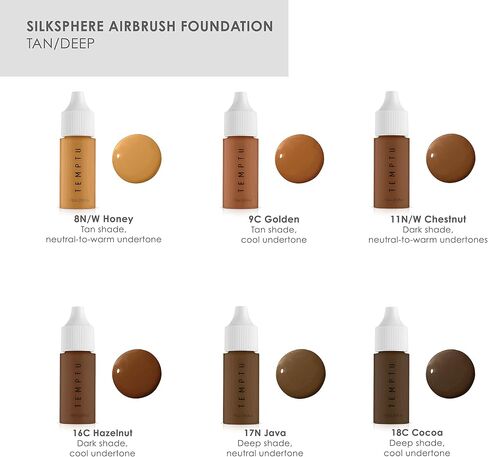TEMPTU SilkSphere Airbrush Foundation: Long-Lasting Liquid Makeup, Medium to Full Coverage, 4-In-1 Formula Foundation, Primer, Concealer & Correcto, Luminous, Dewy Finish, Available in 18 Shades in Kuwait