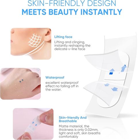 سينوريتا شريط شد الوجه، 120 قطعة من شريط شد الوجه الفوري غير مرئي، ملصق ذقن مزدوج عالي المرونة لإخفاء الذقن المزدوجة والتجاعيد in Kuwait