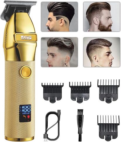 DSP Cordless Hair Clipper for Men Electric Beard Trimmer Hair Trimmer Rechargeable T Trimmer Clipper Machine for Cutting Hair for Men with LED Display (Gold) in Saudi Arabia