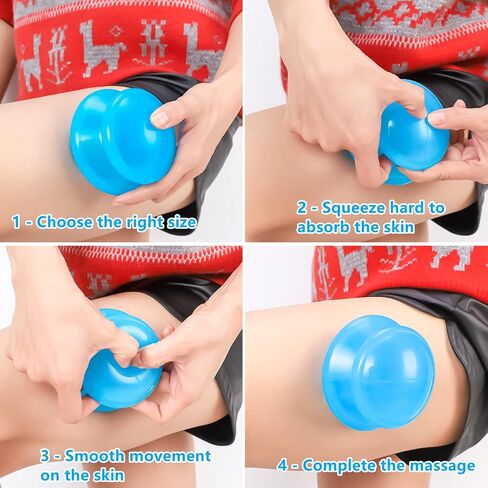 4 Size Silicone Cupping Therapy Sets- Cupping Therapy Professional Studio and Home Use Cupping Set, Stronger Suction Best for Myofascial Massage, Muscle, Nerve, Joint Pain in Saudi Arabia
