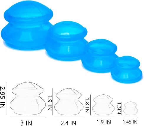 4 Size Silicone Cupping Therapy Sets- Cupping Therapy Professional Studio and Home Use Cupping Set, Stronger Suction Best for Myofascial Massage, Muscle, Nerve, Joint Pain in Saudi Arabia