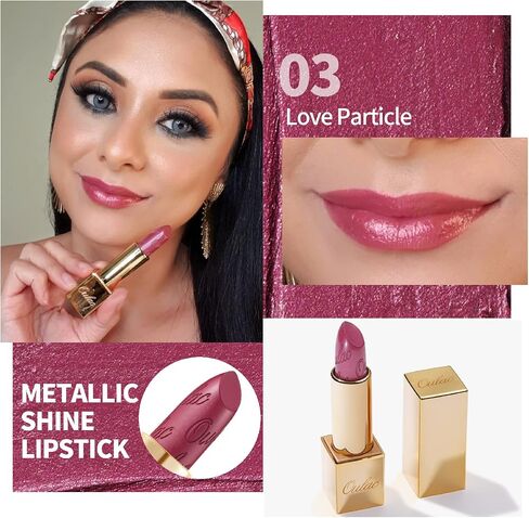 Oulac Metallic Pink Lipstick Set 3PCS High Impact Lipcolor with Moisturizing Formula, Vegan Beauty, Full-Coverage Lip Color 4.3g X 3PCS in Saudi Arabia