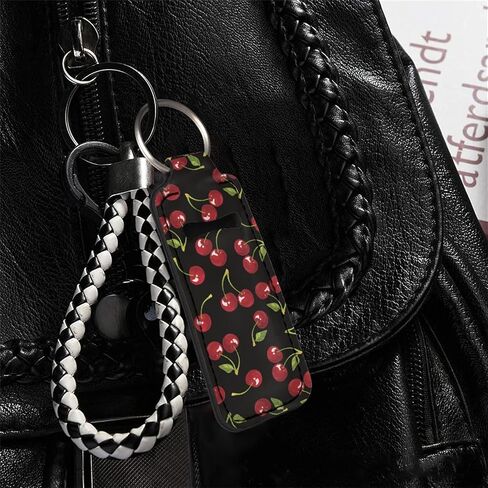 Coldinair Novelty Print Chapstick Keychain Holder Lipstick Holder Clip-on Lipstick Balm Holder Keychains for Women Girls in Kuwait